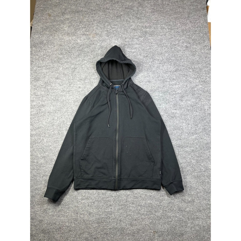 Mondetta Hoodie Mens Medium Black Fleece Ribbed Full Zip Relaxed Fit Athleisure